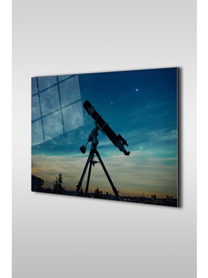 Glaszen Teleskop ve Gökyüzü Yatay Cam Tablo