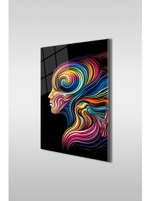 Glaszen Soyut Sanat Silüet Dikey Cam Tablo