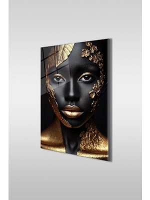 Glaszen Afrikalı Kadın 3 Modern Dikey Cam Tablo