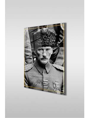Glaszen Atatürk Özel Tasarım 2 Siyah Beyaz Dikey Cam Tablo