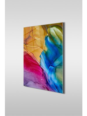 Glaszen Soyut Alkol Renkler Dekoratif Dikey Cam Tablo