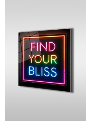 Glaszen Neon Stil Slogan 4 Kare Cam Tablo