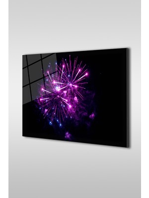 Glaszen Mor Kutlama Dekoratif Yatay Cam Tablo