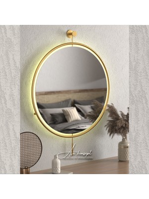 Asa Konsept Mirror Ayna Led'li Gold Dekoratif Ayna, Makyaj Aynası Antre Ayna, Hol Koridor Ayna, Duvar Ayna, Salon Ayna, Mutfak Banyo Aynası, Wc Ofis Aynası