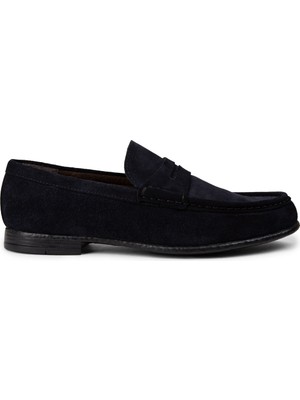 Deery Hakiki Süet Lacivert Erkek Loafer Ayakkabı - 01510MLCVC06