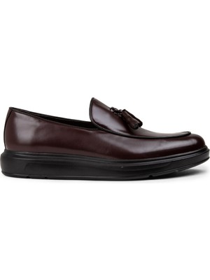 Deery Hakiki Deri Bordo Comfort Püsküllü Erkek Loafer - 01840MBRDP04