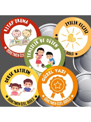 DeBu 30 Adet Derse Katılım Temizlik ve Düzen Kitap Okuma Güzel Yazı Iyilik Öğretmen Özel Ödülü Rozetleri