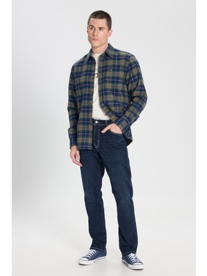 Wrangler Regular Fit Normal Kesim %100 Pamuk Zeytin Yeşil Flanel Gömlek