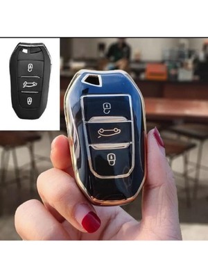 Gma Keys Peugeot 208 308 508 2008 3008 5008 Rifter Nano Anahtar Koruma Kılıfı Sustasız Siyah Gold Altın Renk