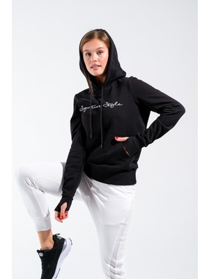 724504_Kadın Kapüşonlu Cepli Sweatshirt