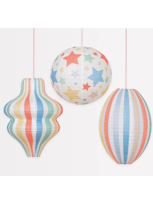 Meri Meri - Stars & Stripes Lanterns - Yıldızlar & Çizgili Fenerler (3'lü)