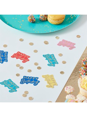 Ginger Ray - Table Confetti - Happy Birthday Multicoloured - Konfetiler