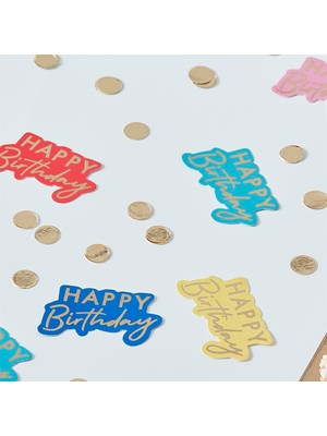 Ginger Ray - Table Confetti - Happy Birthday Multicoloured - Konfetiler