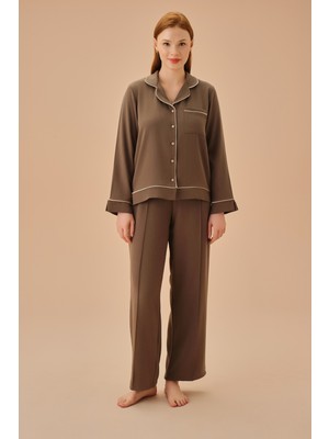 Suwen Stylish Gömlek Yaka Pijama Takımı