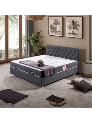 Setay Eylül Çift Kişilik Baza Başlık Letto Yatak Seti - Antrasit