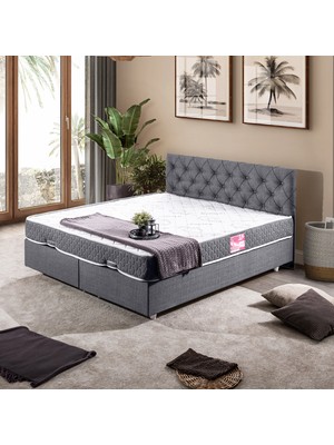 Setay Eylül İkili Set Çift Kişilik Baza Başlık- Gri