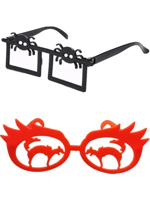 Pandoli Halloween Camsız Örümcek Ve Kedi Şekilli Gözlük 2 Adet