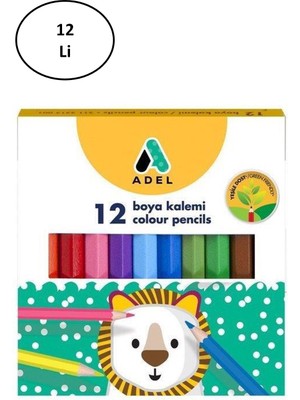 Adel Kuru Boya Karton Kutu Yarım Boy 12 Renk 12'li