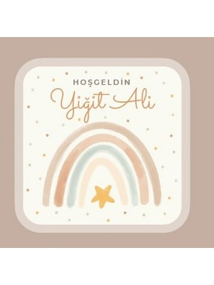 Birim Etiket Isme Özel Hoşgeldin Bebek Etiketi Sticker 5,5x5,5 cm 70 Adet