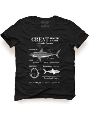 Anatomy Great White Shark Tasarım Tişört, Köpekbalık Anatomisi Tasarım Tişört, Köpekbalıklı Baskılı Tişört