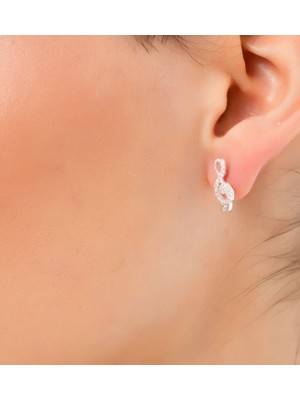 925 Ayar Gümüş Sol Anahtarlı Çivi Küpe Rodyum