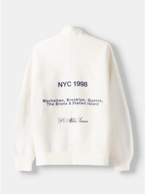 You Like Butik Ön Arka Baskılı Nyc Yarım Fermuarlı Sweatshirt