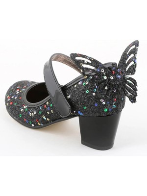 Çok Hafif Çok Rahat Taşlı Kelebek Detaylı Kız Çocuk Topuklu Ayakkabı