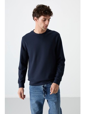 Tommy Life Lacivert Basic O Yaka Rahat Form Erkek Sweatshirt - 88053