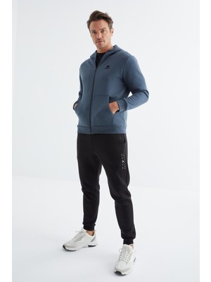 Tommy Life Orman Yeşili Basic Kapüşonlu Rahat Form Nakış Detaylı Fermuarlı Erkek Sweatshirt - 88035