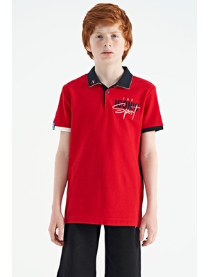 Tommy Life Kırmızı Yaka Gögüs Nakış Detaylı Standart Kalıp Polo Yaka Erkek Çocuk T-Shirt - 11139