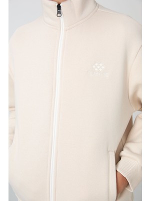 Tommy Life Bej Pamuklu Kalın Içi Tüylü Yumuşak Dokulu Standart Fit Nakışlı Erkek Çocuk eşofman takım - 11256