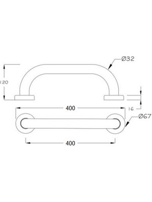 Ardini 40 cm Ø 32 Engelli/ Küvet Tutunma Barı