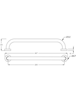 Ardini 60 cm Ø 25 Engelli/ Küvet Tutunma Barı