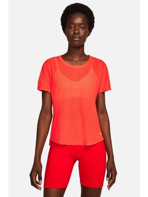 Nike Dri Fit One Breathe Training T-Shirt Kadın File Spor Tişört Kırmızı