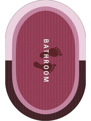 Bathroom Bordo Su Geçirmez Kaydırmaz Banyo Paspası Banyo Halısı Su Emici Kaymaz Paspas 40 x 60