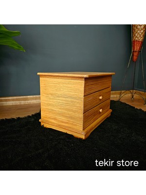 Tekir Store Aynalı Iki Çekmeceli Dekoratif Takı Saat Kutusu Çok Amaçlı Organizer Ahşap Rustik Bambu Eskitme Mdf