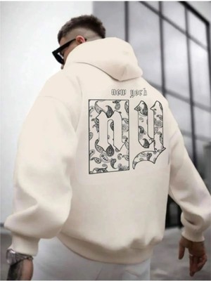 Erkek Bej Ny Life  Baskılı Sweatshirt