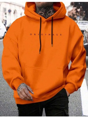 Erkek Turuncu Oversize Originals Baskılı Sweatshirt