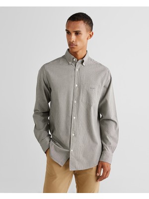 Gant Erkek Siyah Regular Fit Düğmeli Yaka Kareli Gömlek 3240204.14