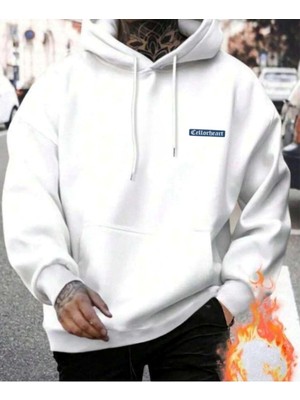 Erkek Beyaz  Oversize Cellorheart Baskılı Sweatshirt