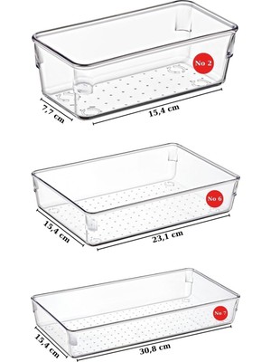 Nandy Home 3 Parça Çekmece Içi Punto Drawer Düzenleyici Organizer Şeffaf