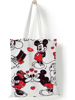 Shiyangshangmao1 1 Disney Kadın Tote Çanta Mickey Mouse Lilo ve Dikiş Kanvas Tote Büyük Kapasiteli Alışveriş Çantası Kız Omuz Çantası (Yurt Dışından)