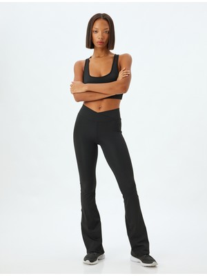 Koton Ispanyol Paça Spor Tayt Yüksek Bel Dikiş Detaylı Slim Fit