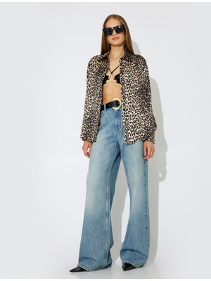 Koton x Zeynep Bastık - Geniş Paça Oversize Kot Pantolon Düğmeli Cep Detaylı - Wide Leg Jeans