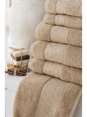 Jakarlı Havlu Set 6 Lı 70*140 cm 2 Adet 50*90 cm 2 Adet 30*50 cm 2 Adet Kahverengi