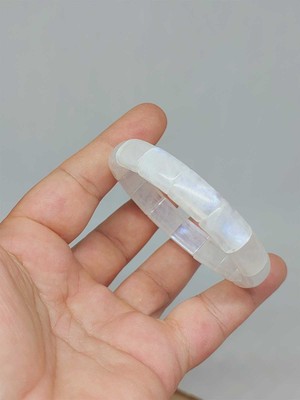 Yaşam Tohumu Ay Taşı Yansımalı Renkler Özel Dikdörtgen Kesim Bileklik (17-18CM) (53020)