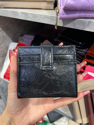 Zeyzey Butik Lola Kartlık Detaylı Mini Siyah Cüzdan