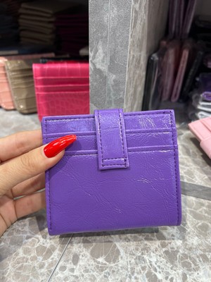 Zeyzey Butik Lola Kartlık Detay Mor  Mini Cüzdan