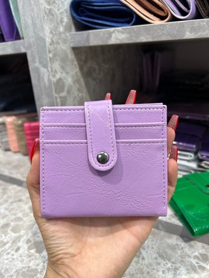 Zeyzey Butik Lola Kartlık Detay Mini Lila Cüzdan