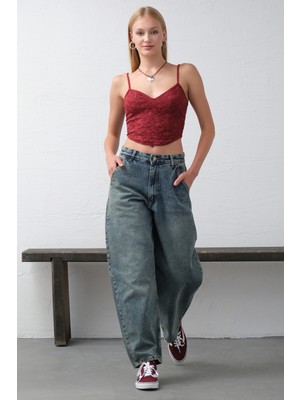 Bol Kesim Yüksek Bel Balloon Fit Baggy Jean Kot Salaş Kadın Pantolon @matera